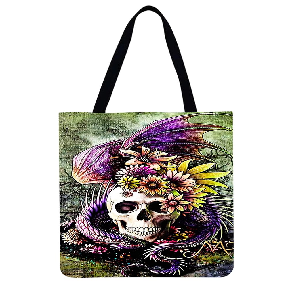 Linen Tote Bag -Skull