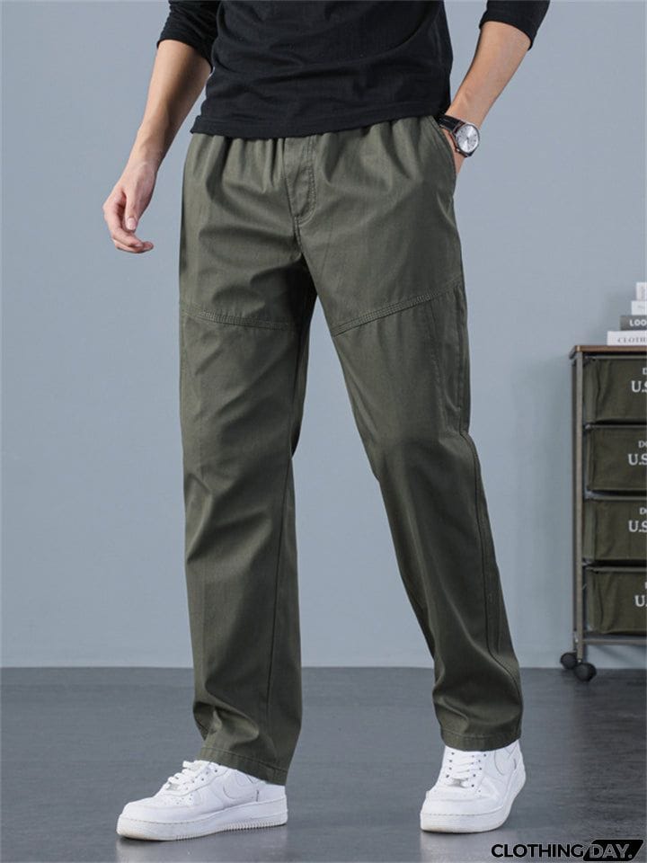 Sporty Hard-wearing Plus Size Men's Plain Cargo Pants