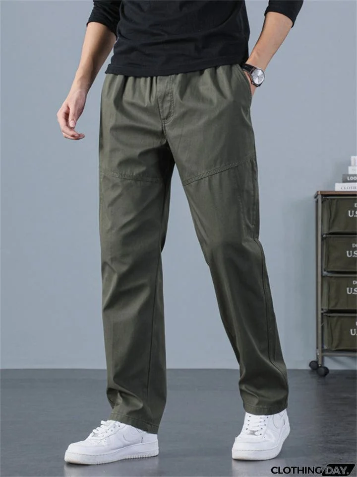 Sporty Hard-wearing Plus Size Men's Plain Cargo Pants