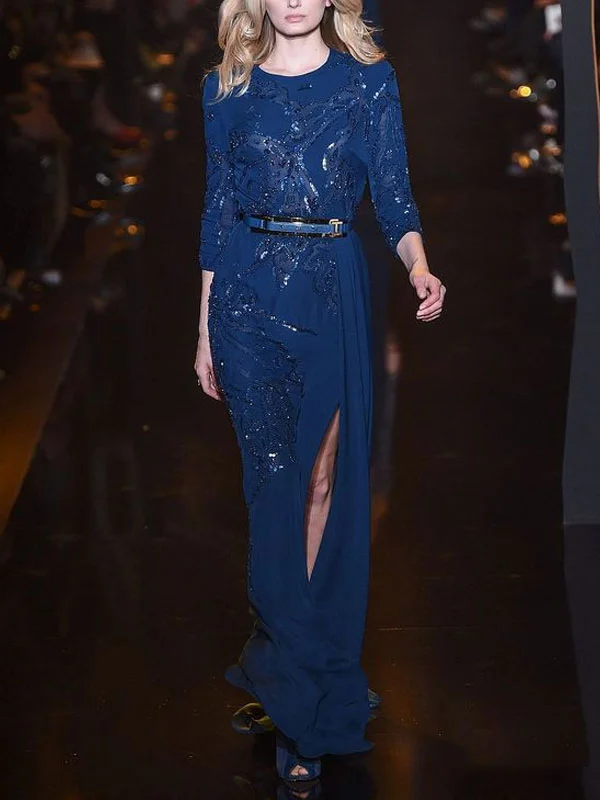 sequin split runway catwalk ladies' dress