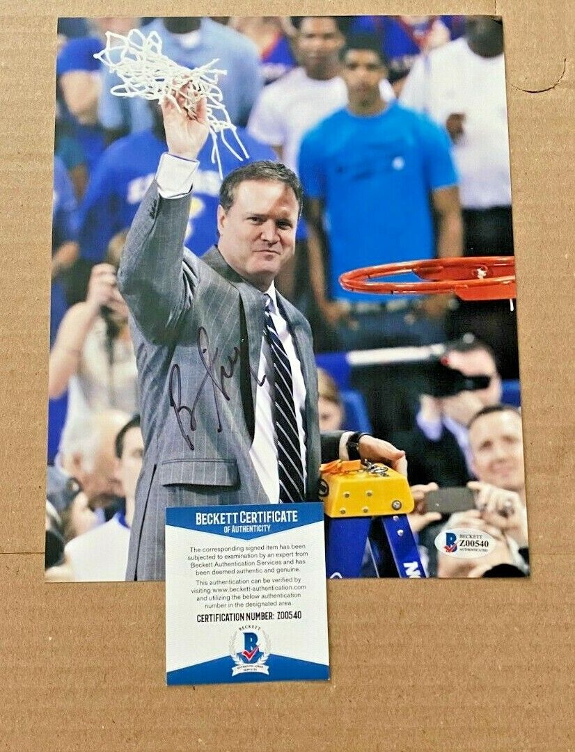 BILL SELF SIGNED KANSAS JAYHAWKS 8X10 Photo Poster painting BECKETT CERTIFIED #2