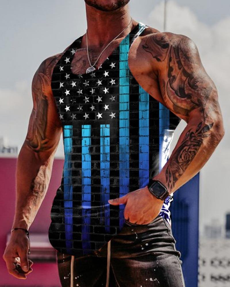 Men's Fashion Flag Printed Casual Vest