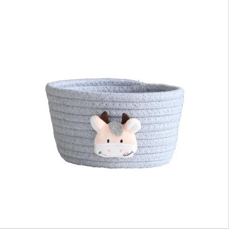 Cotton Rope Storage Baskets With Animals Shape Baby Dirty Clothes Laundry Basket Handmade Weaving Desktop Sundries Organizer Box