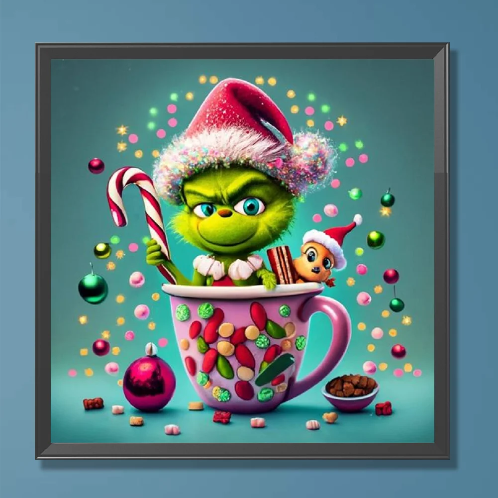 Full Round Diamond Painting 30*30cm - Christmas Green Monster