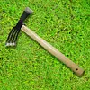Mini Hoe and Cultivator with Wooden Handle Dual-purpose Hoe Garden Rake Tool