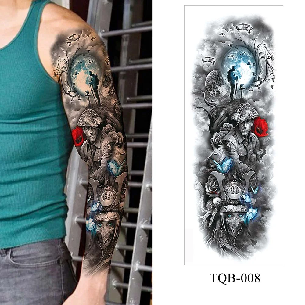 Sdrawing Temporari Tattoo Sticker for Men Death Skull Henna Skeleton King Animal Arm Leg Tatoo Pattern Fake Tattoo for Woman