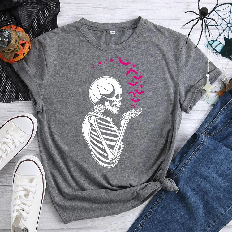 Skull bat Halloween T-Shirt-07233-Annaletters