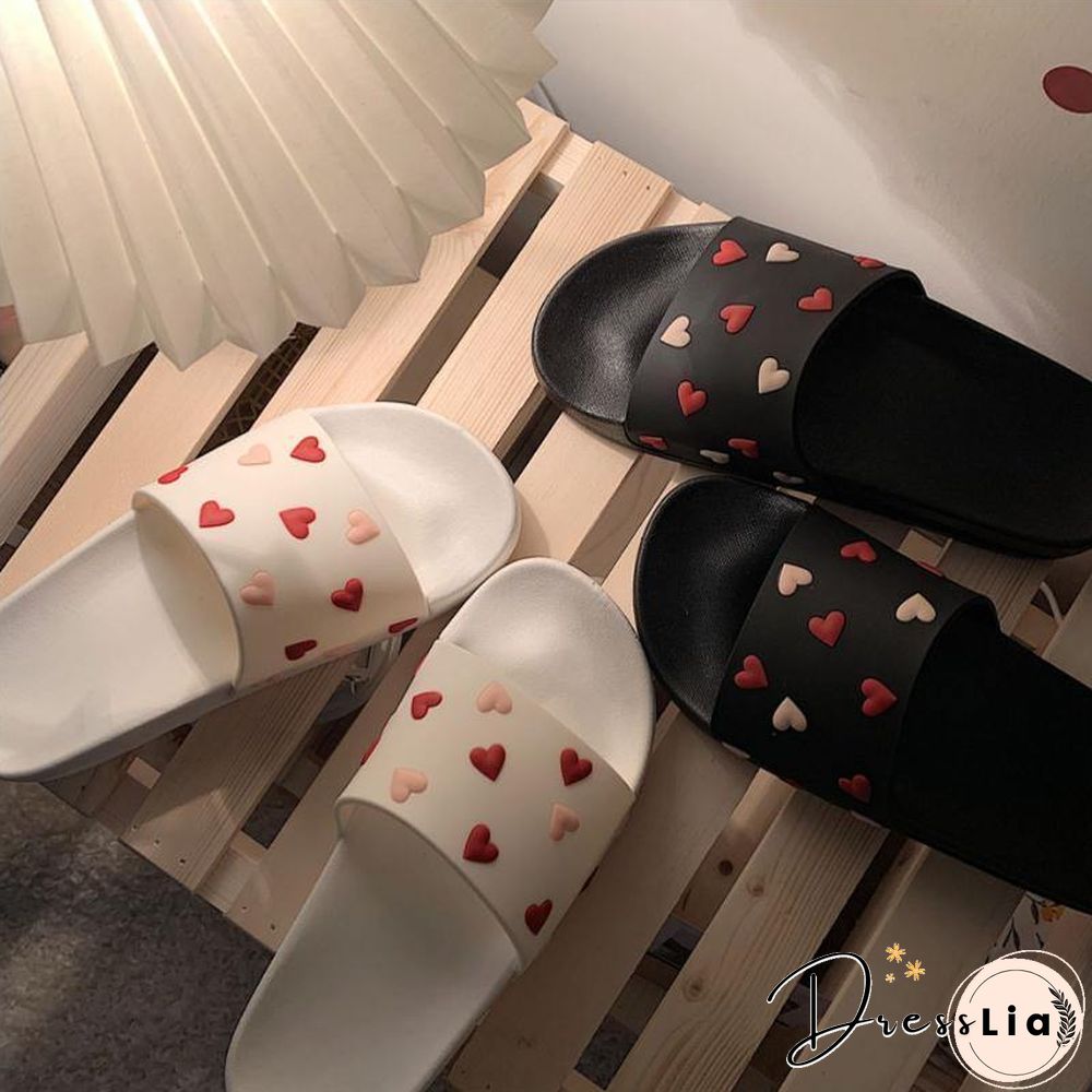 Women Beach Slippers Sweet heart Anti-slip Girl Indoor Outside Slippers Comfortable Summer Shoes Woman Fashion Slides