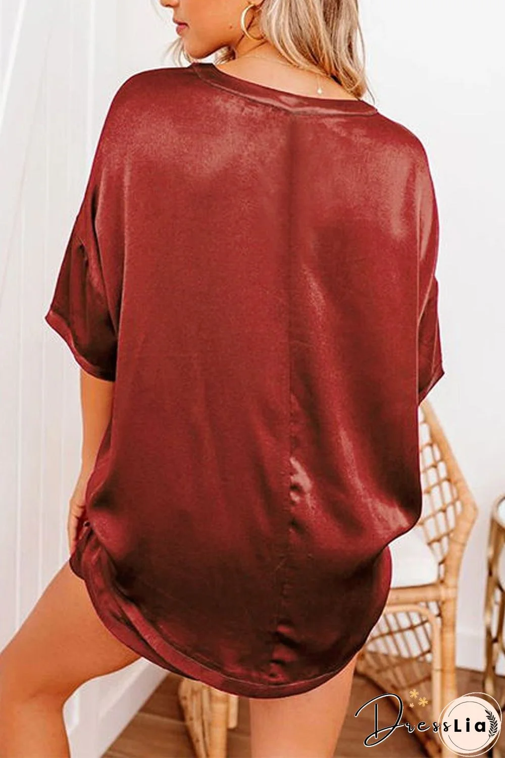 Satin Short Sleeve Two Piece Sets