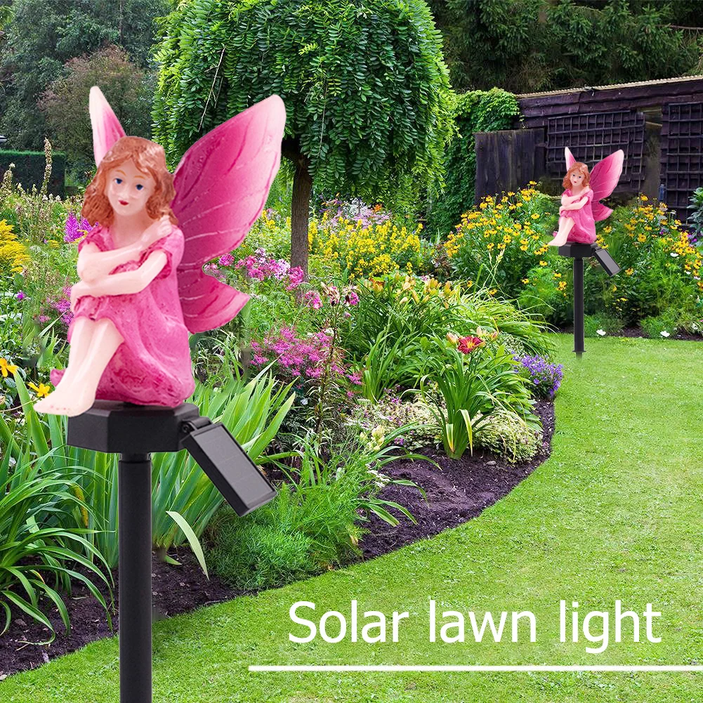 LED Solar Light Flower Fairy Lawn Stake Outdoor Garden Landscape Light (A)