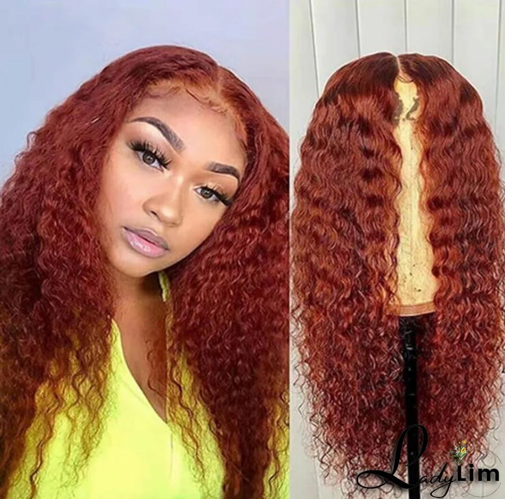 Wig Women Middle Part Long Curly Hair Headgear