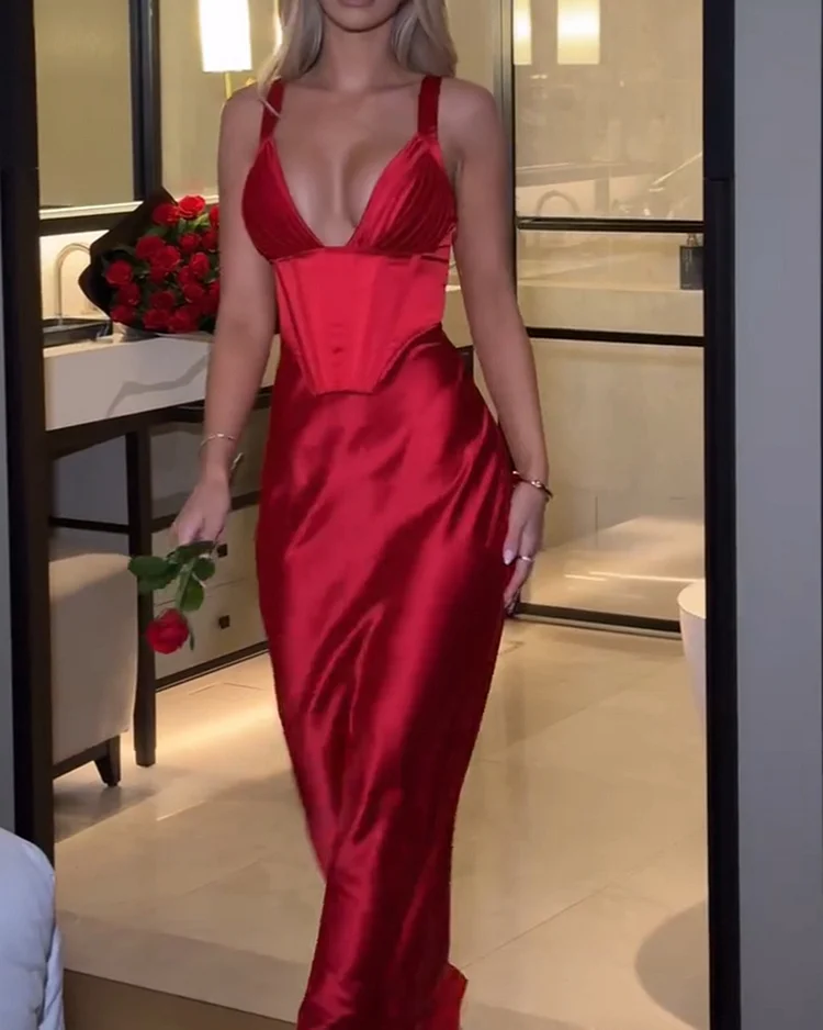 Women's solid color tie dress
