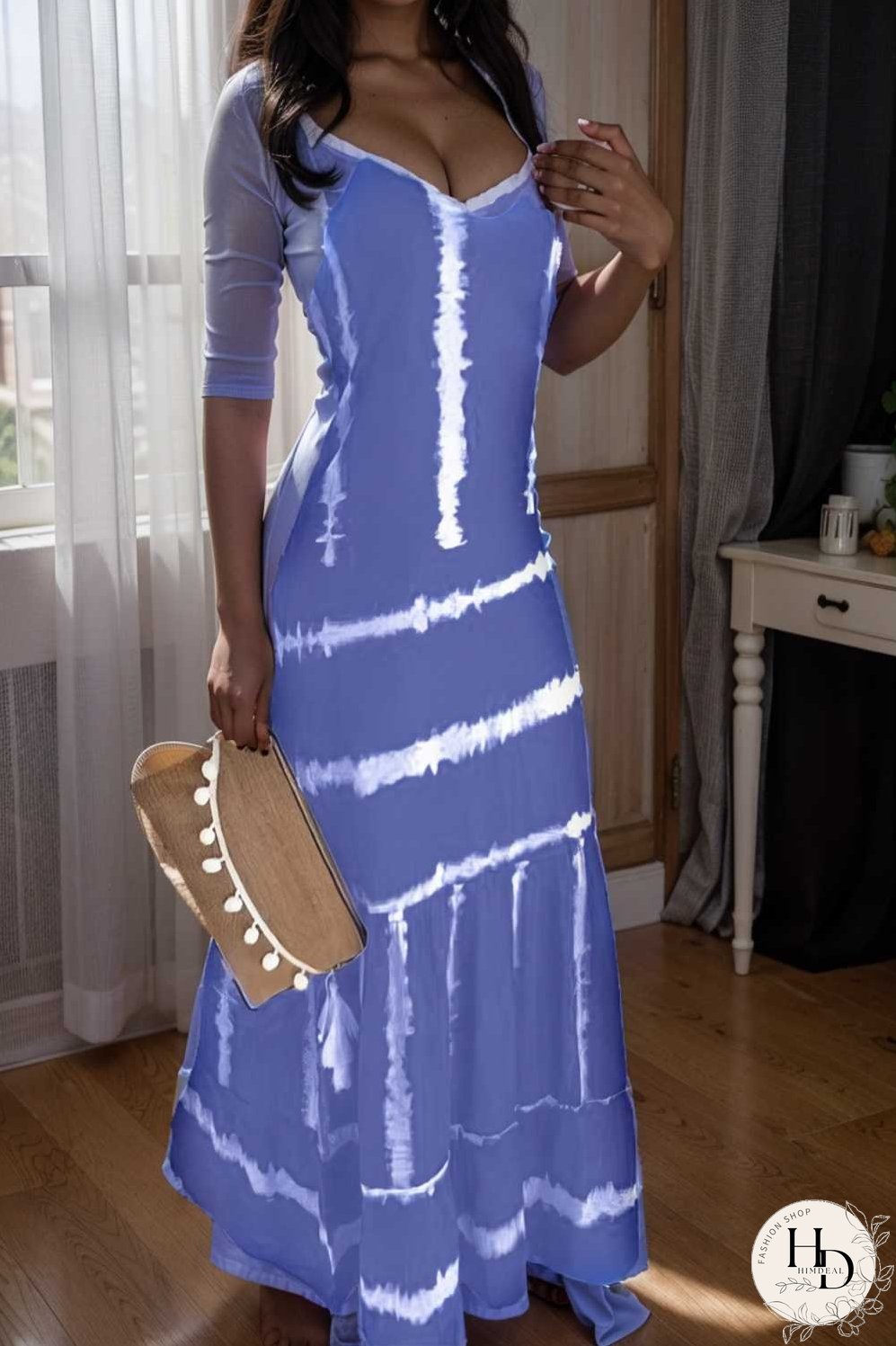 sling stripe print sleeveless fitted dress