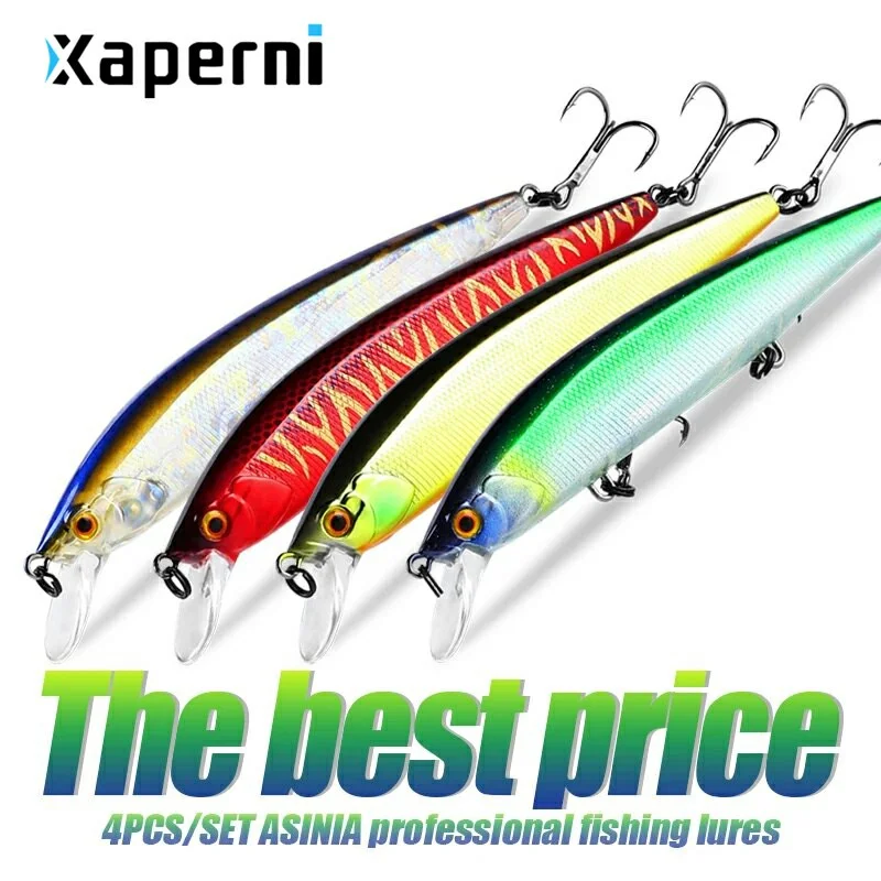 ASINIA Best price 4pcs each set 110mm 16g dive 1.5-2m fishing tackle tungsten system fishing lures minnow bait suspending