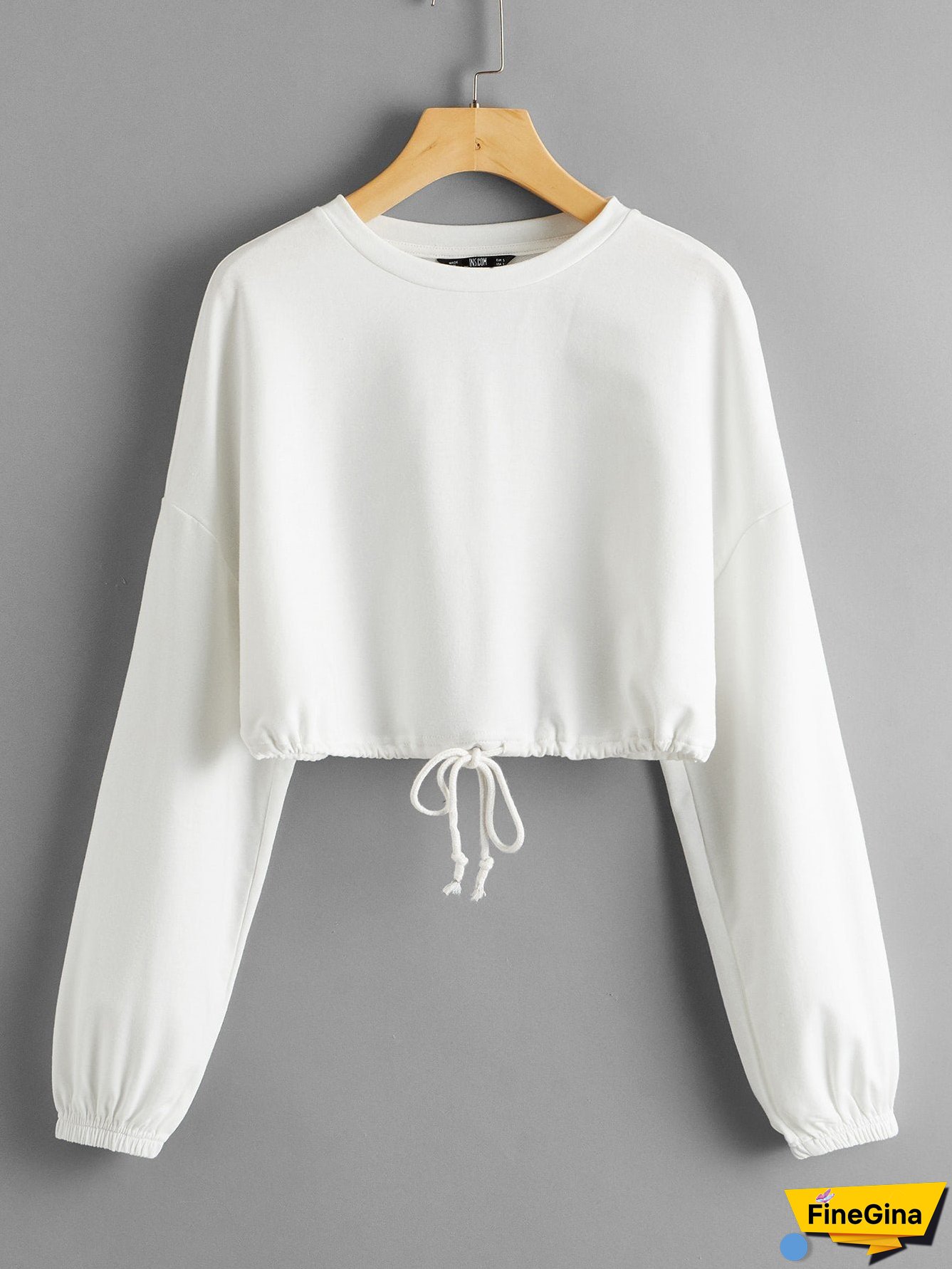 Drop Shoulder Drawstring Hem Pullover