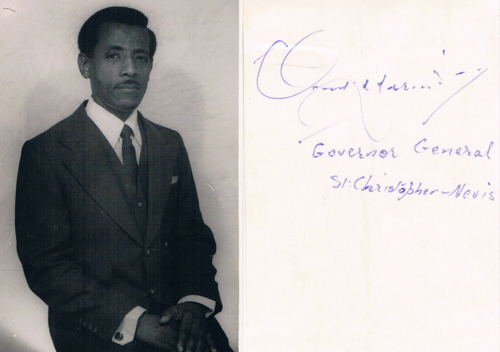 St. Kitts & Nevis Gov.Gen Clement Arrindell 1931-2011 verso signed Photo Poster painting 3x4.5