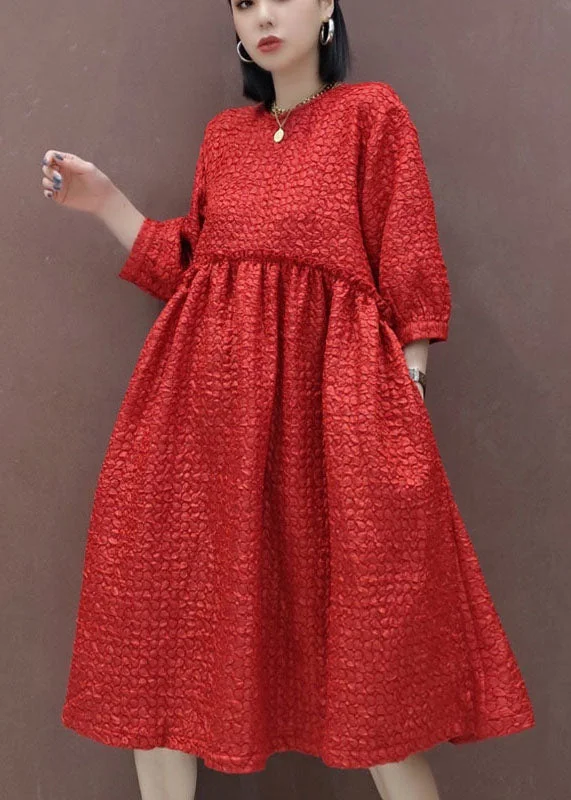 Plus Size Red O-Neck A line Dress
