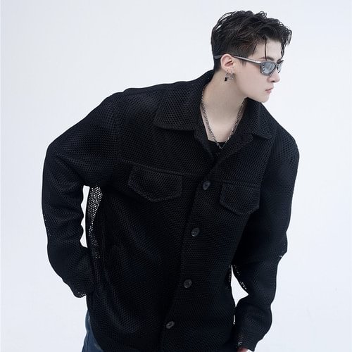 Dawfashion-Sex Grid Workstar Casual Dark Jacket-Yamamoto Diablo Clothing
