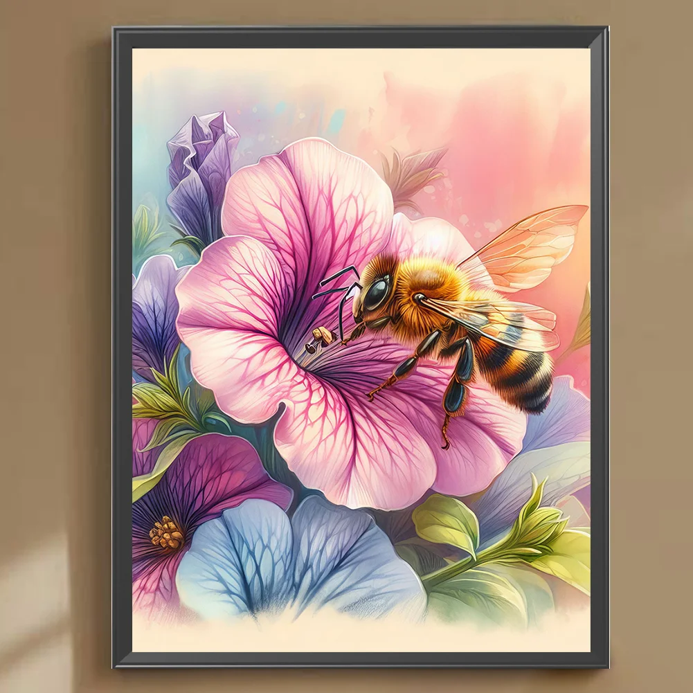 Full Round Diamond Painting 30*40cm - Flower Bee