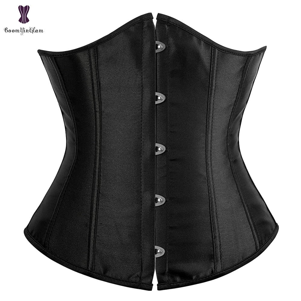 High Quality Metal Busk Clips Wholesale Underbust Waist Corset Slimming Cinchers Lacing Bondage Satin Corsets