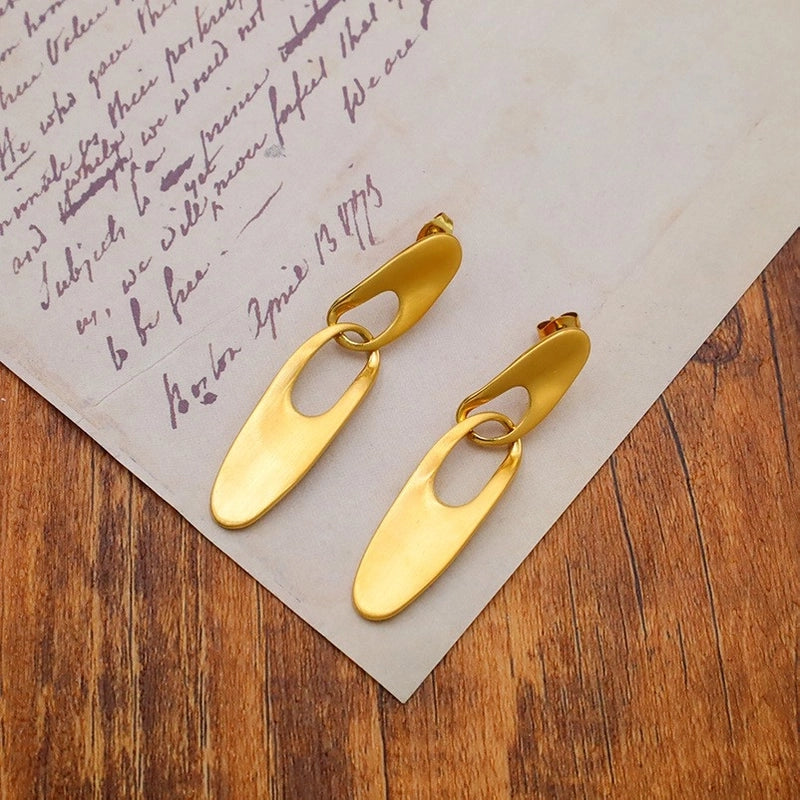 1 Pair Classic Style Irregular Titanium Steel Drop Earrings