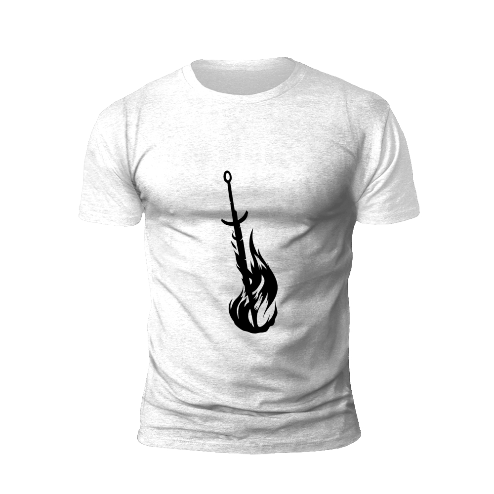 Burning Blade: Sword and Flame Graphic T-Shirt