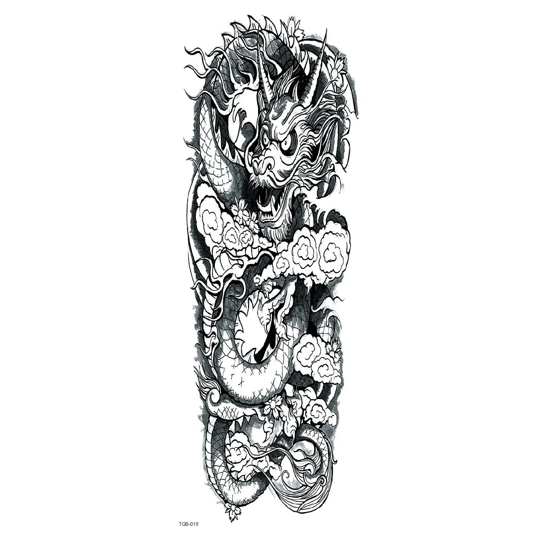 Large Arm Sleeve Tattoo The Dragon Tiger Waterproof Temporary Tatoo Sticker Full Skull Totem Tatto