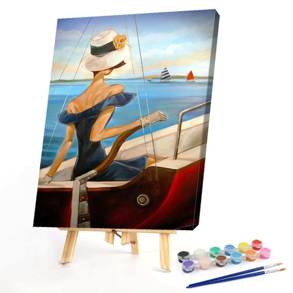 

40*50CM - Paint By Numbers - Yacht Girl, 501 Original