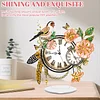 (US Local)Acrylic Special Shape Flower Bird Diamond Painting Clock Ornaments Kit for Home