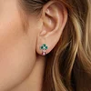 Four-leaf Clover Ladybug Stud Earrings 925 Sterling Silver