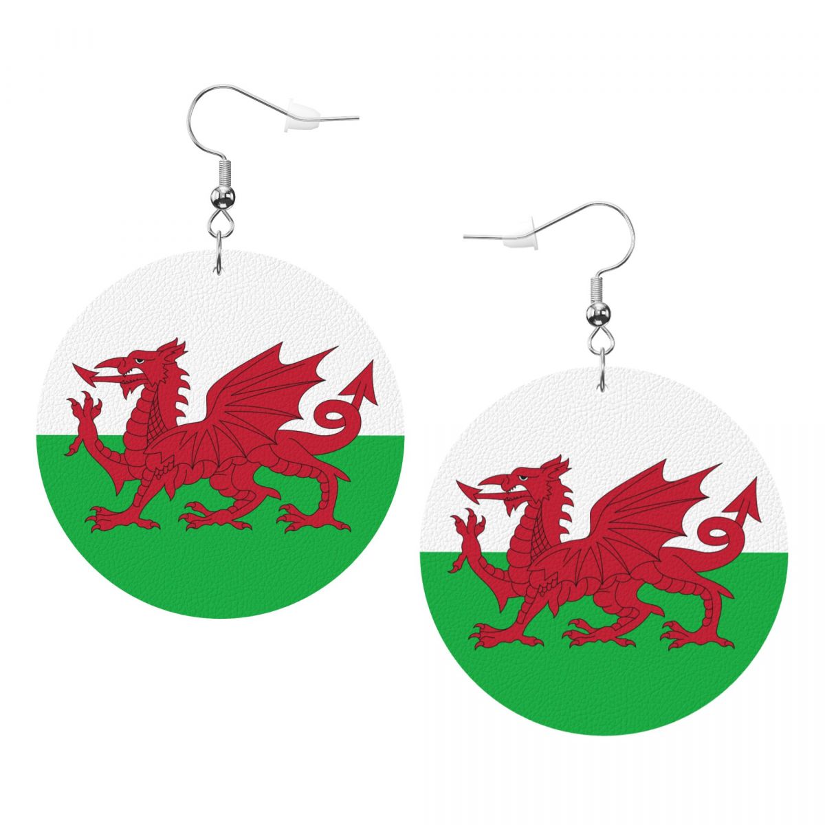 Wales Flag Print Lightweight Dangle Hoop Earrings For Women Girls