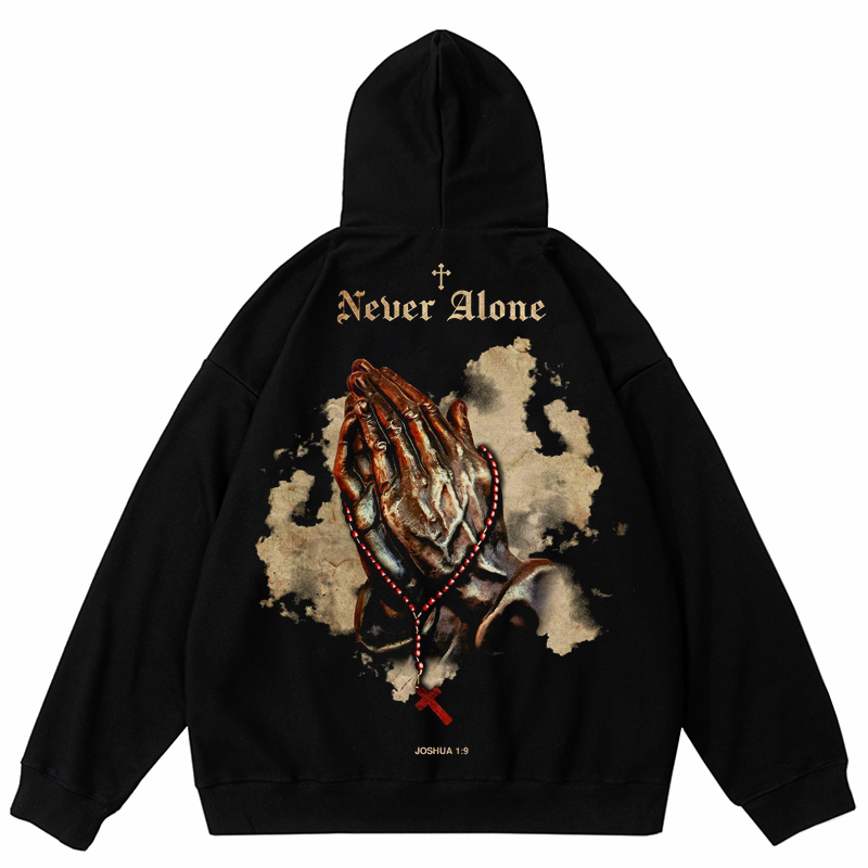 Loveciss®/ Never Alone Print Fleece Hoodie