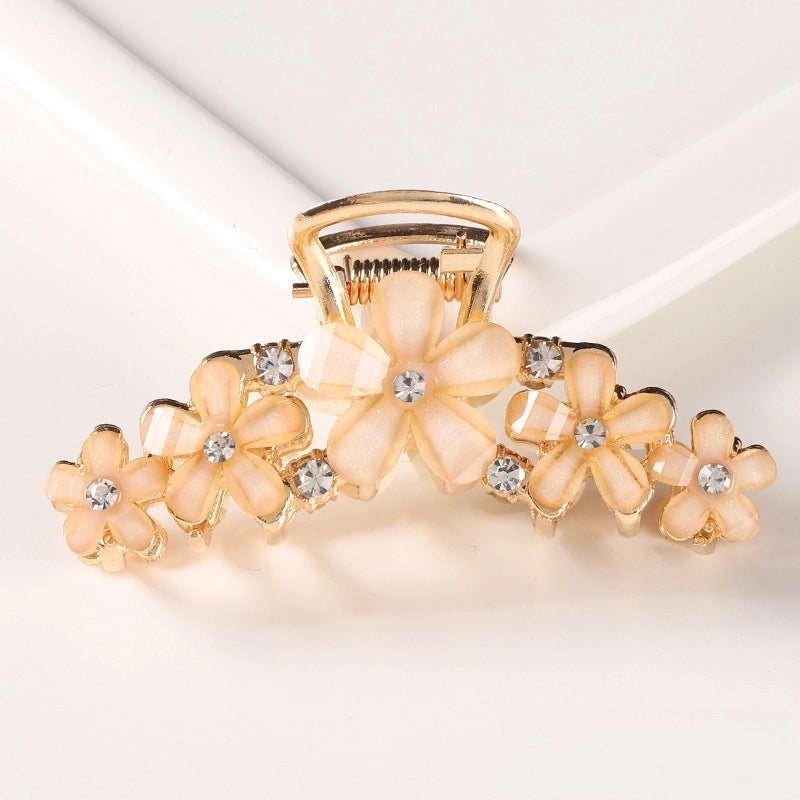 Korean Style Hair Accessories Crystal Ingot Hair Grasp Alloy Electroplated Hairpin Hairpin Hairpin Internet Celebrity Elegant Flower Girl Grasp Clip