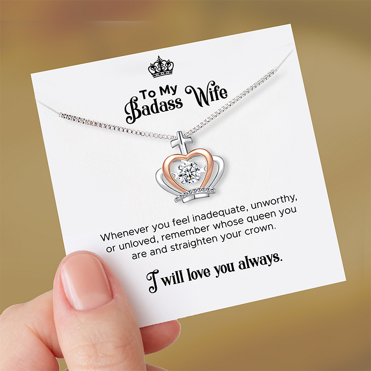 To My Badass Wife Crown Necklace I Will Love You Always Gift Set