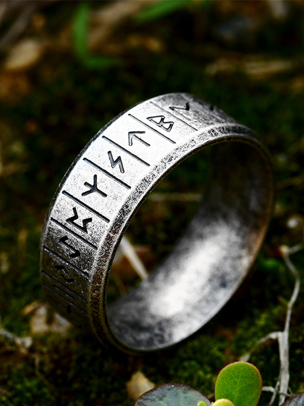 Nordic Retro Viking Letters Simple Ring