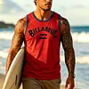 Men's Blue Billabong Tank Top, 100% Cotton Racerback Vest with White Trim for Beach & Surf Lifestyle by Inlyline