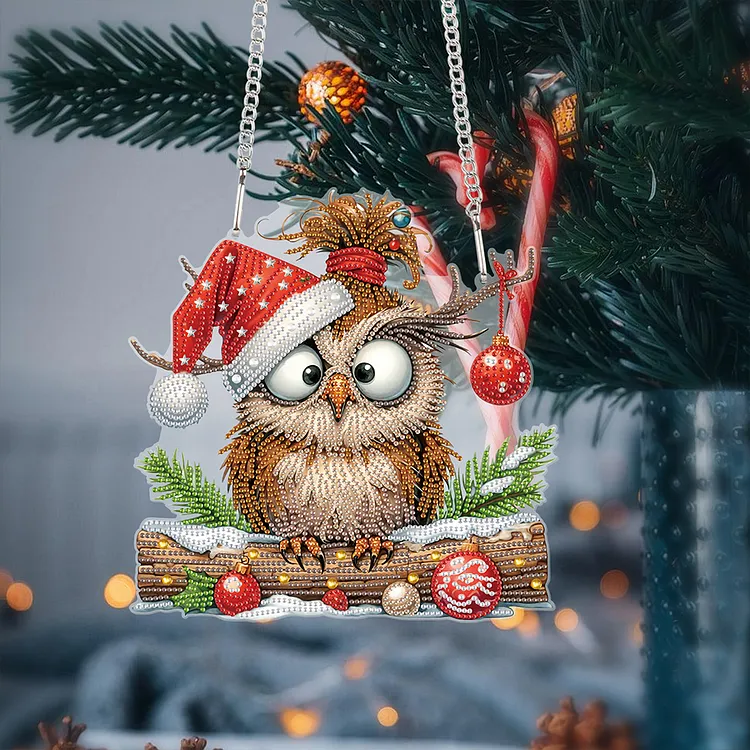 Acrylic Special Shape Christmas Owl DIY Diamond Painting Art