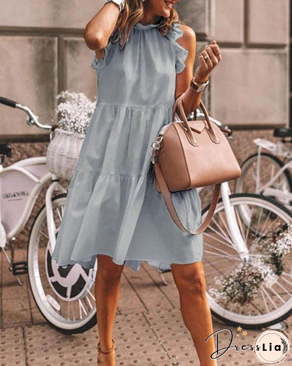 Round Neck Sleeveless Fitted Vacation Dress