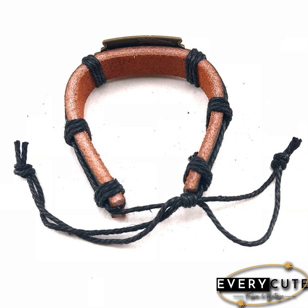 Wholesale 50pcs/Lot Leather Metal Charm Bracelets For Men Vintage Cuff Bracelets For Women Gifts Jewelry Mix Style