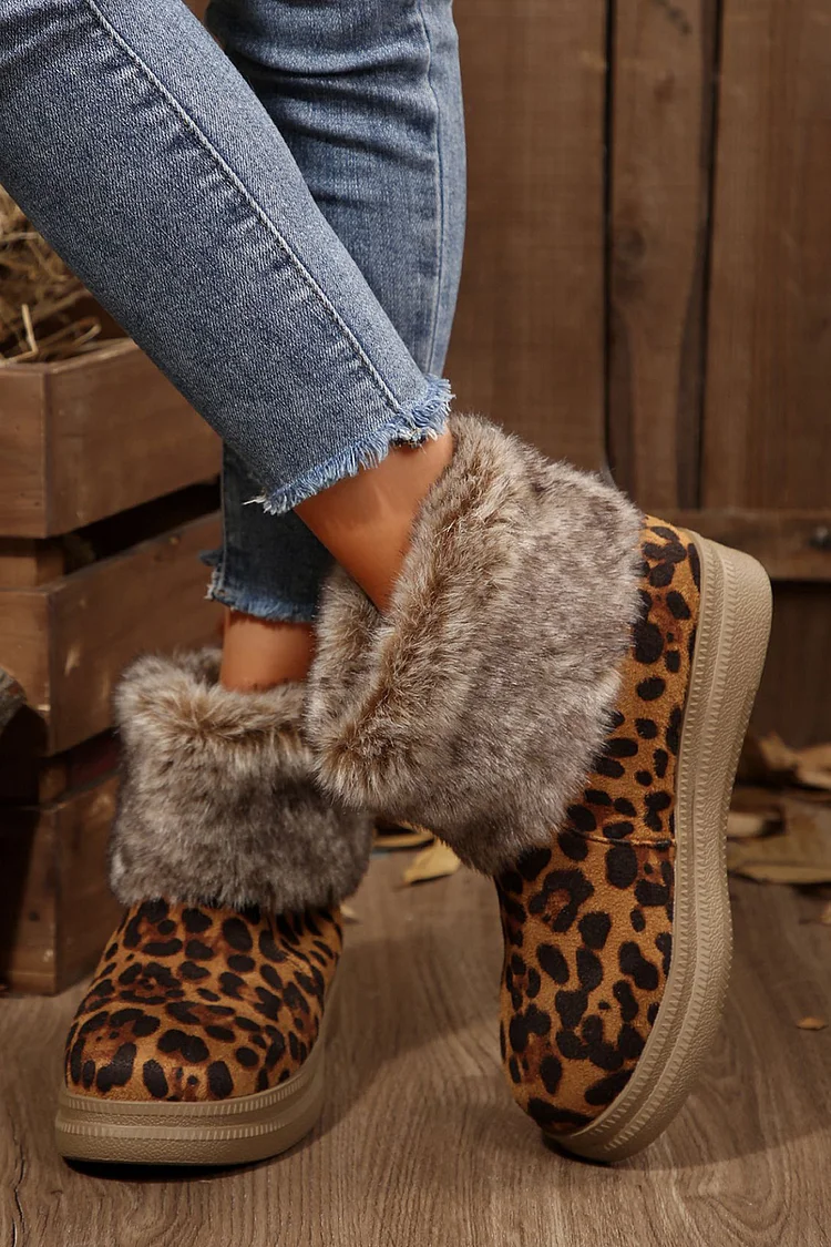 Factory Fashion Cheap Classic Warm top Winter Fur Leopard Print Women Moon Boots