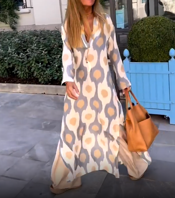 Rotimia Elegant Leopard Print Maxi Dress