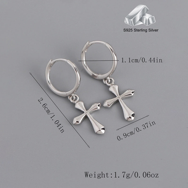 White Gold Plated Gold Plated 925 Sterling Silver Cross Earrings