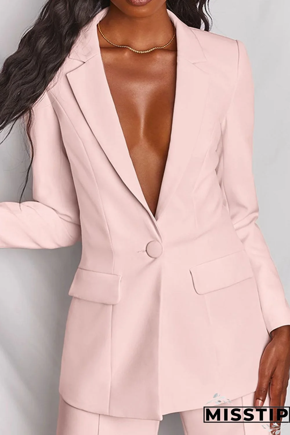 Coffee Casual Solid Buttons Turn-back Collar Long Sleeve Two Pieces