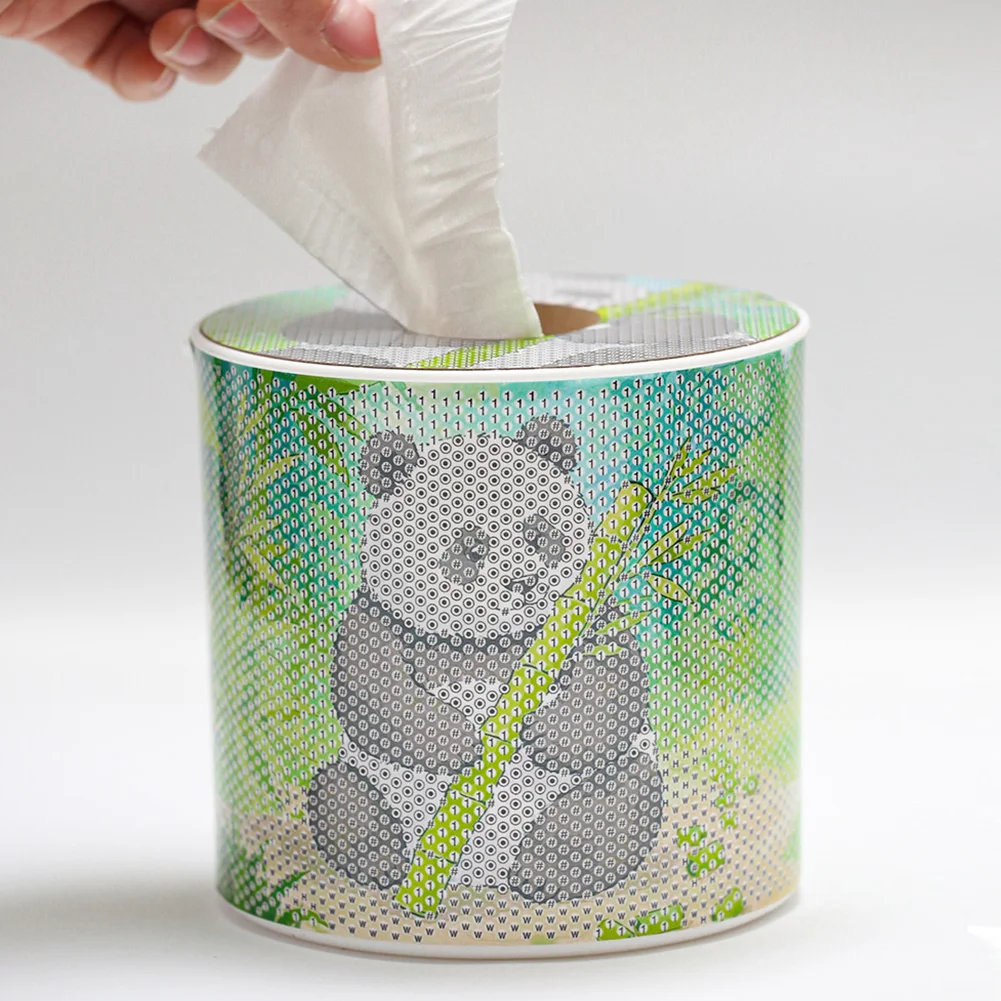Bamboo DIY Diamond Painting Handmade Tissue Holder Rhinestones Decor Tissue Box