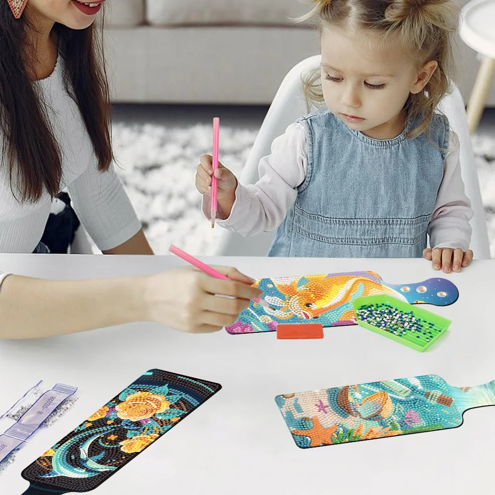 4Pcs DIT Landscape Wooden 5D Diamond Painting Serving Tray Art Craft for Home Decor