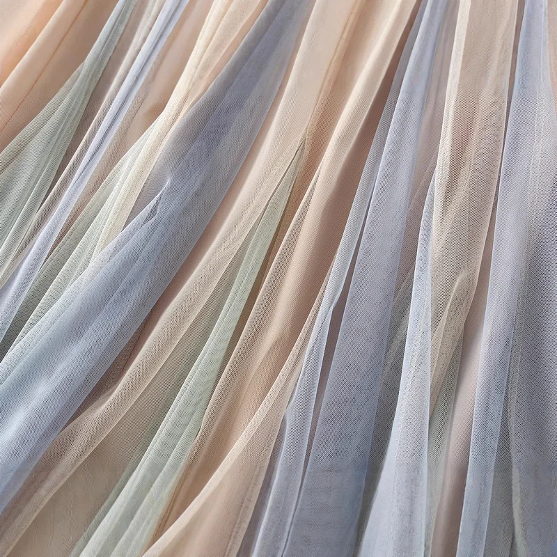 Nigikala Nigikala Croobedging Skirt Fresh Mesh Awning Skirt Women 2025 Spring Dress Gradually Transformed Skirt Skirt 1830