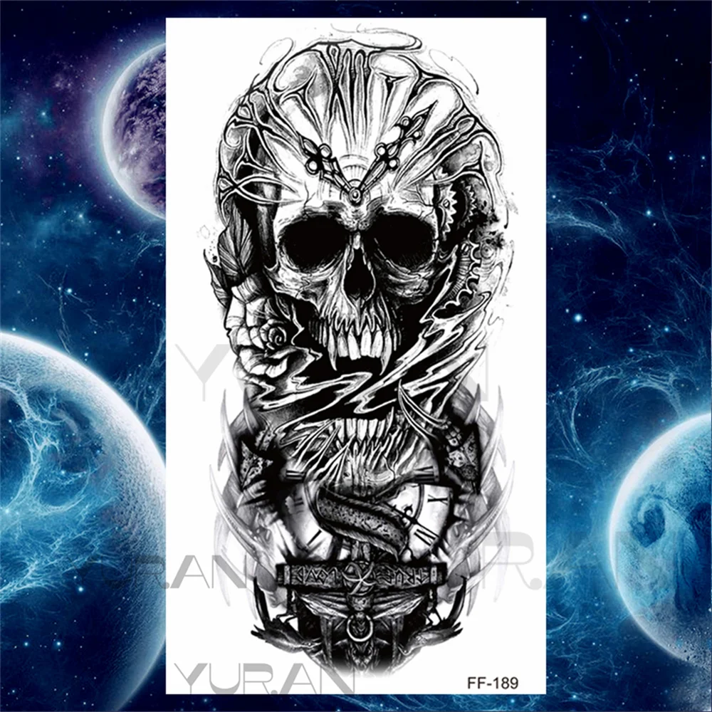 Sdrawing Scary Temporary Tattoos For Men Women Realistic Wolf Forest Lion Tiger Vampire Compass Fake Tattoo Sticker Arm Body Tatoos