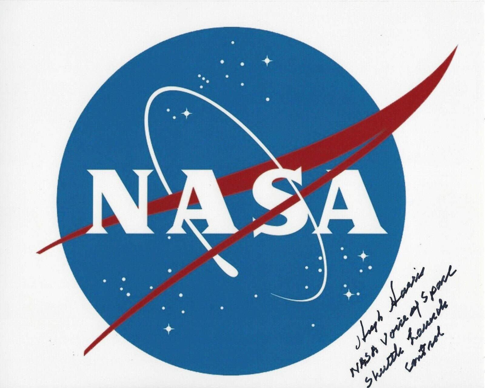 HUGH HARRIS - VOICE OF NASA SHUTTLE LAUNCH CONTROL - SIGNED 8x10 Photo Poster painting w/COA