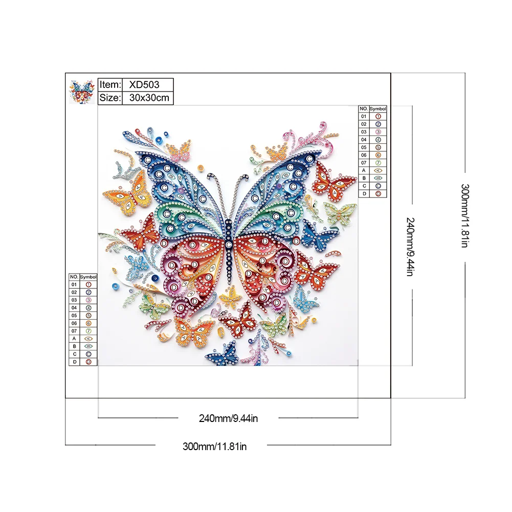 Diamond Painting - Partial Special Shaped Drill - Flower Butterfly(Canvas|30*30cm)