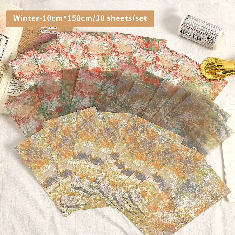 Journalsay 30 Sheets Vintage Art Colorful Material Paper DIY Journal Decoration Scrapbooking Memo Pad Notes Paper